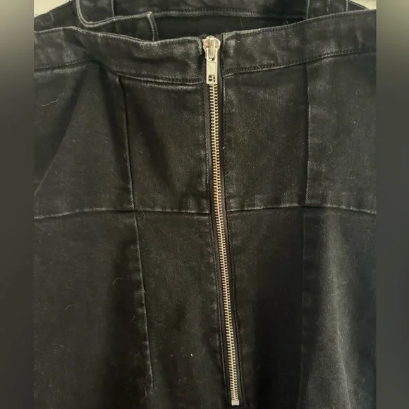 Ten Sixty Sherman Side Button Square Neck Black Denim Mini Dress - Picture 5 of 7